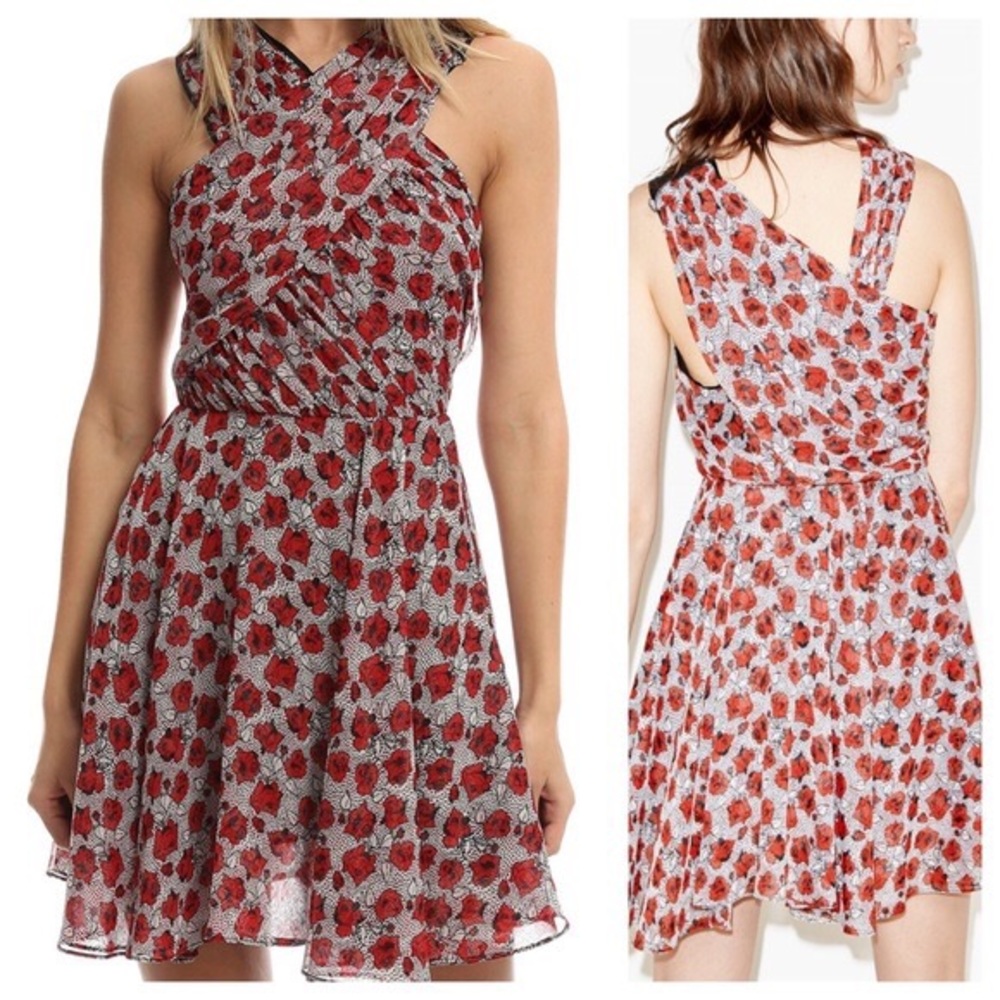NWOT Draped Dots & Roses Dress